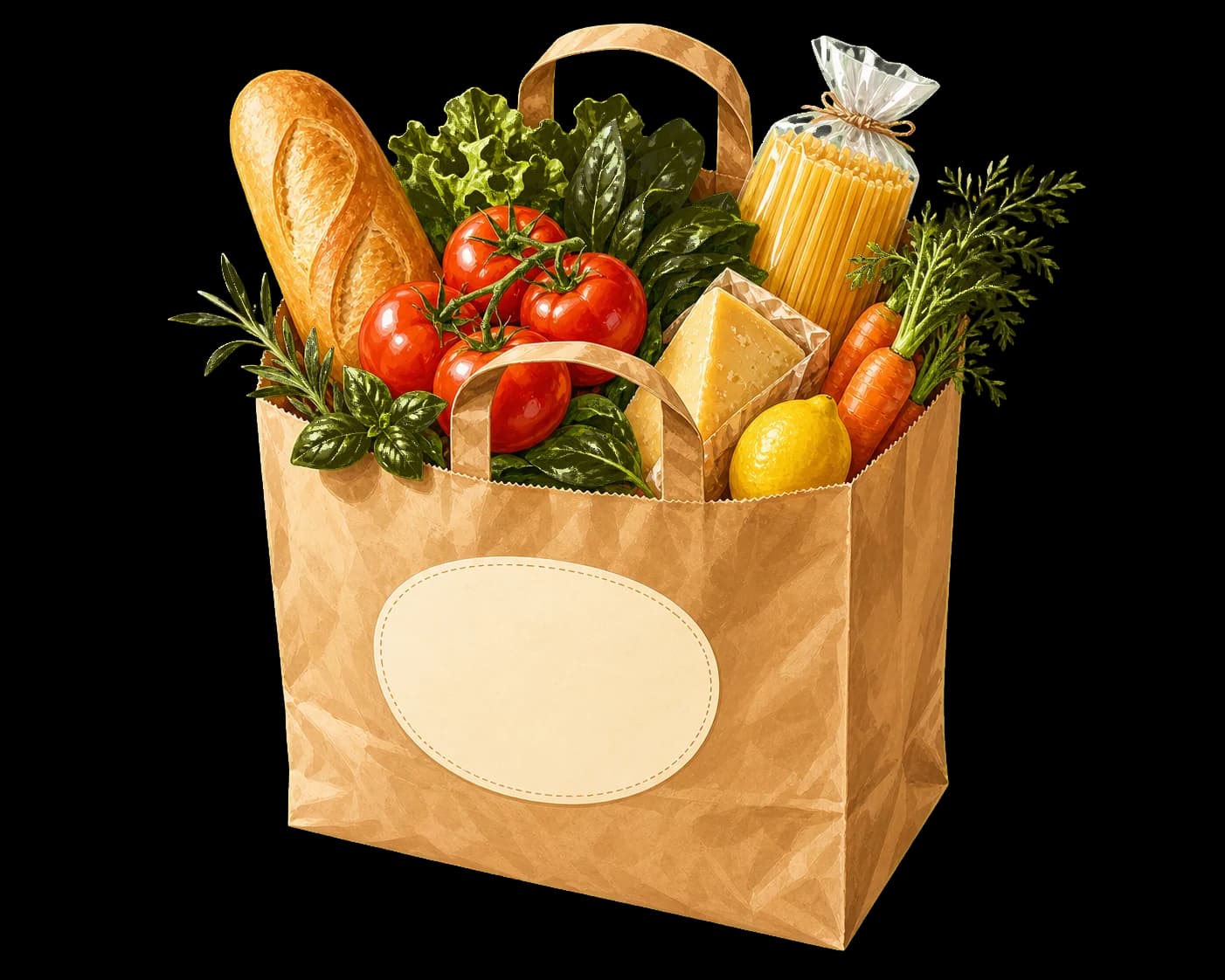 Крафтовый пакет с продуктами